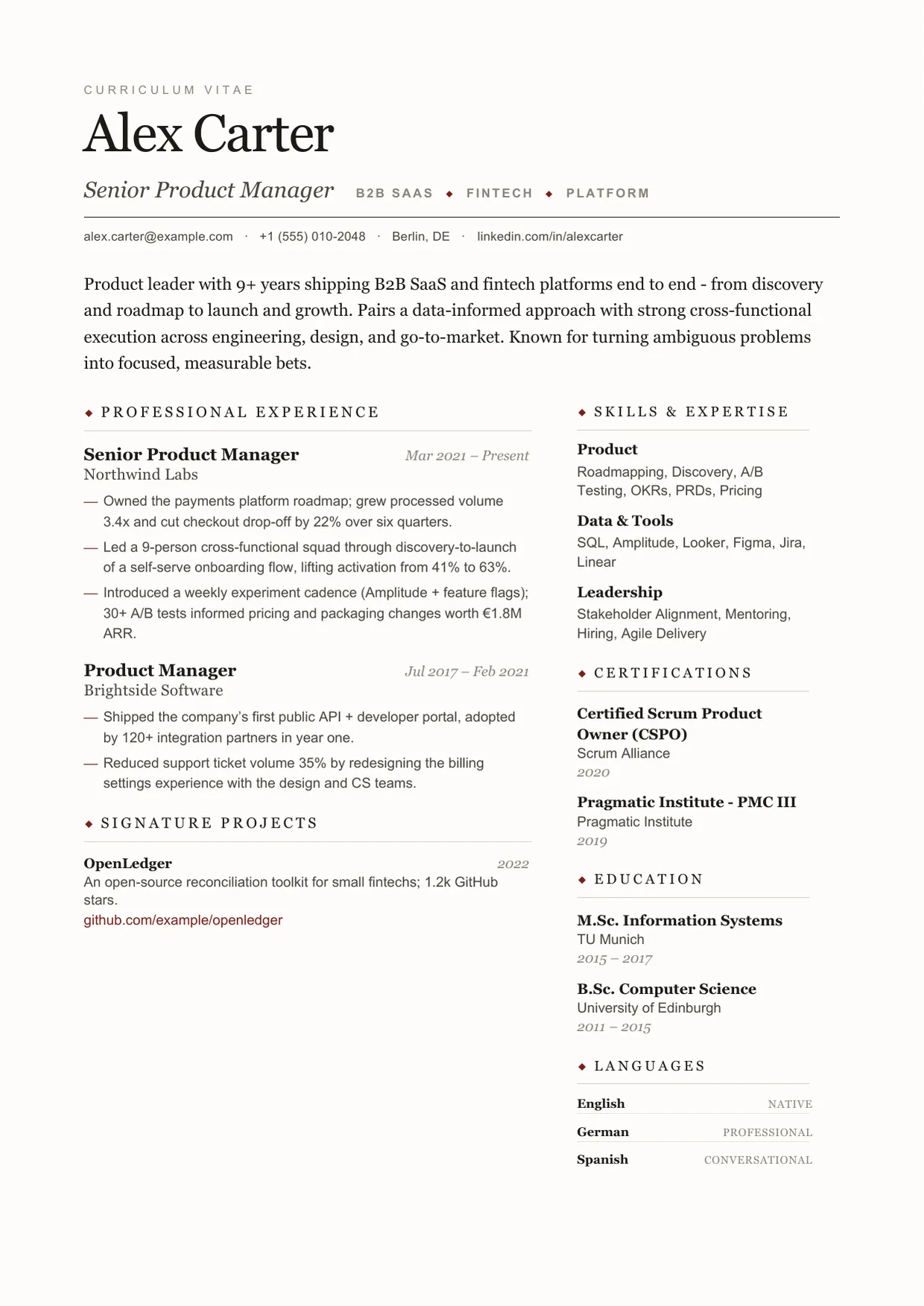Folio template preview